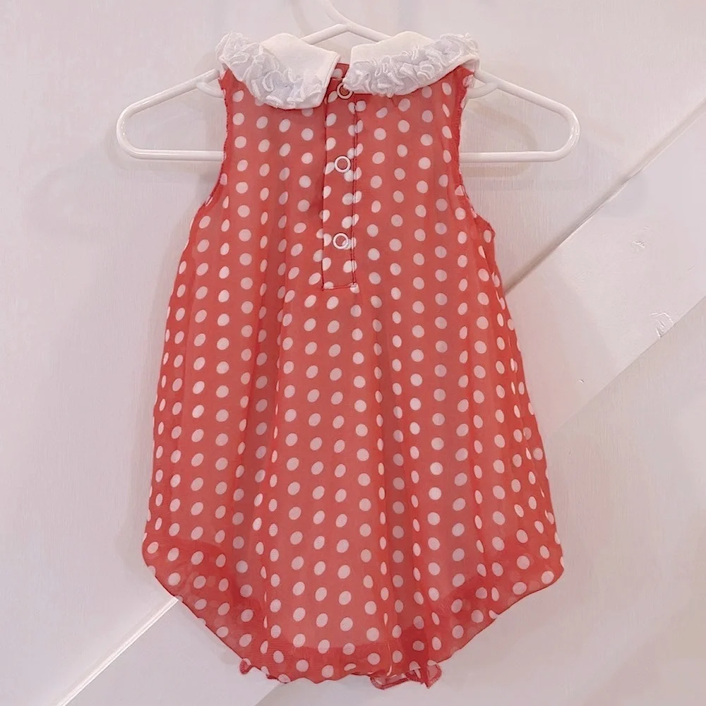NWOT Nursery Rhyme Chiffon Style Ruffle Polkadot Sleeveless Onesie Romper